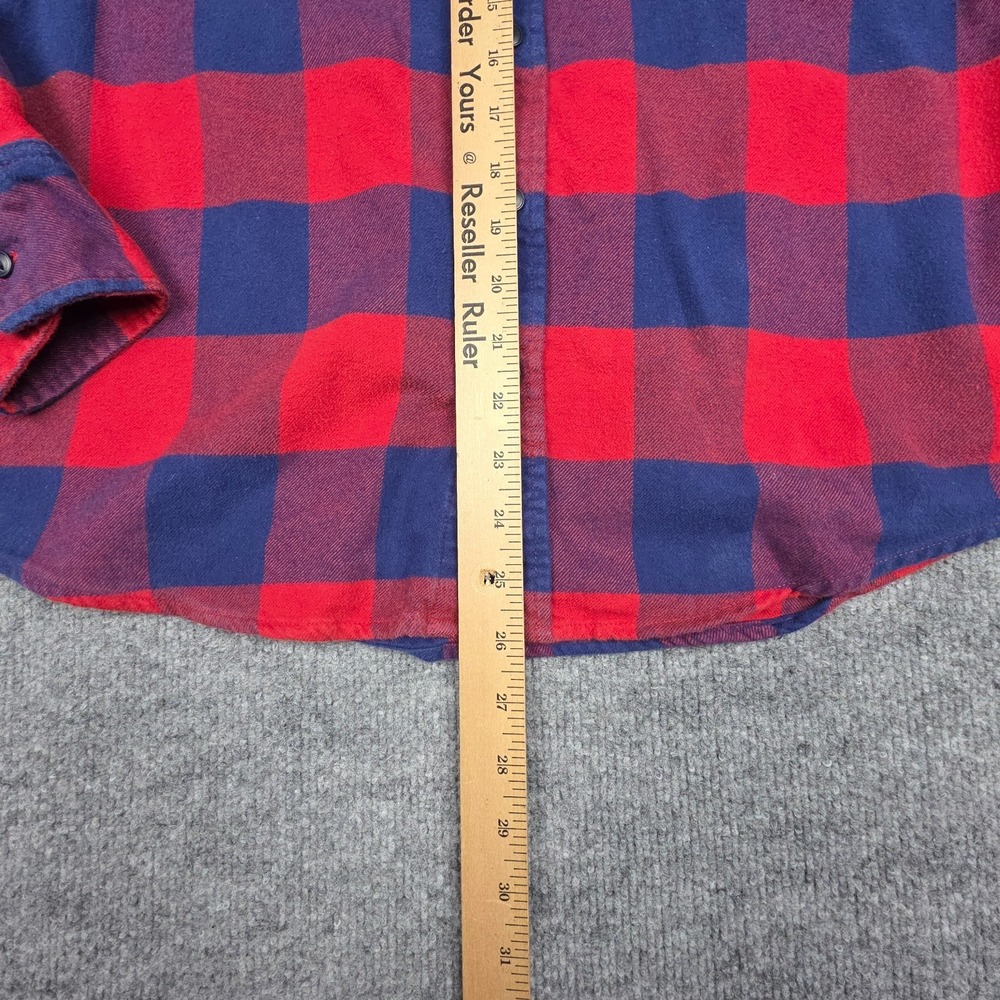 Flint And Tinder Shirt Mens Medium Red Blue Plaid Flannel Button Up Made USA - Picture 6 of 10